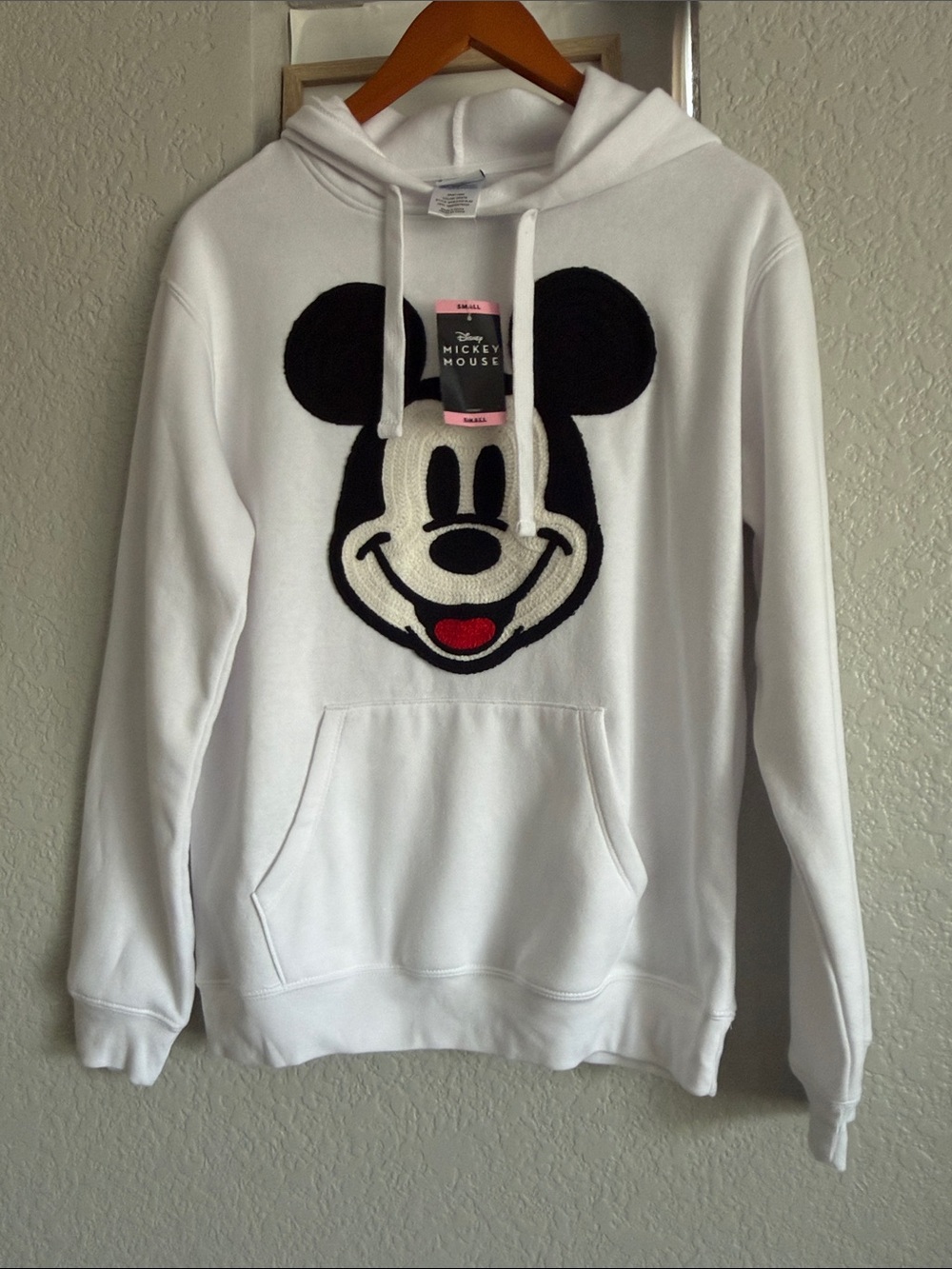 Disney Mickey Mouse Licensed Character Hoodie White & Black Small